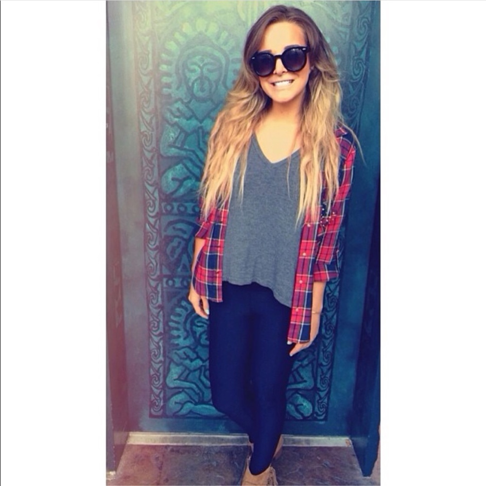 Zara embellished flannel/ plaid button up shirt